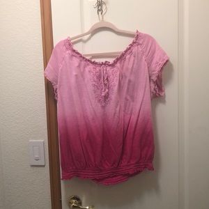 Lane Bryant ombré pink cotton shirt size 14/16